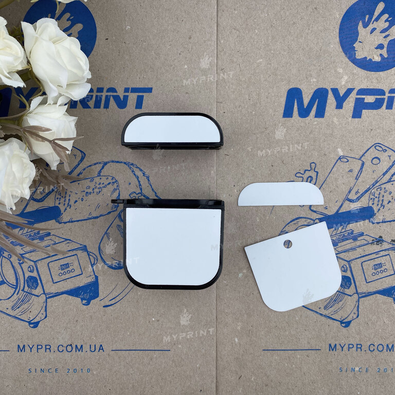 Чехол для сублимации 2D пластиковый (PC) для AirPods черный (6416) Чехол для сублимации 2D пластиковый (PC) для AirPods черный (6416)